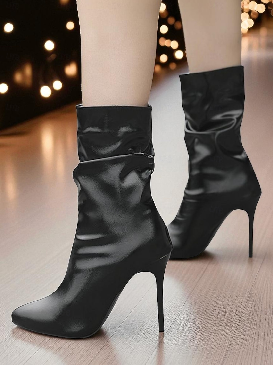 Bottines souples en similicuir noir pour femme - Chaussures de soirée à bout pointu et talon aiguille haut pour la vie nocturne et les soirées en boîte de 2025 ? $54.99 –P7