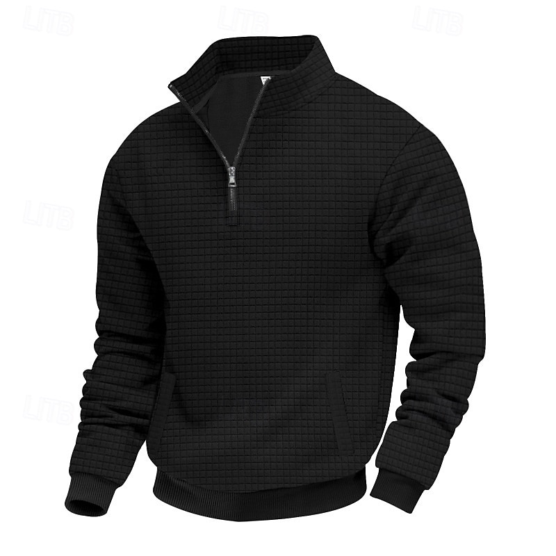 Per uomo Maglia Felpa a nido d'ape Felpa con cappuccio Maglione Felpa con zip corta Nero Bianco Blu marino Cachi Grigio chiaro Colletto Mao Semplice Patchwork Sport & Outdoor Casuale Quotidiano del 2025 a $23.99 –P4