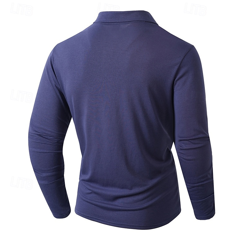 Herren Golfshirt Golf Poloshirts Arbeit Lässig Revers Langarm Basic Modern Einfach Tasche Knöpfe Frühling Herbst Normale Passform Schwarz Weiß Marineblau Dunkelgrün Khaki Armeegrün Golfshirt 2025 - $22.99 –P12