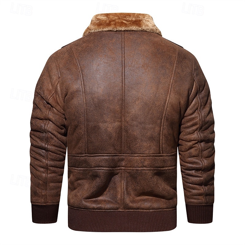 Per uomo Giacca in Ecopelle Giacca in Pile Giacca da Biker Giacca da Moto Vacanza Quotidiano Antivento Caldo Tasca Inverno Semplice Moda Classico Bavero Regolare Nero Caffè Giacca del 2025 a $81.99 –P3