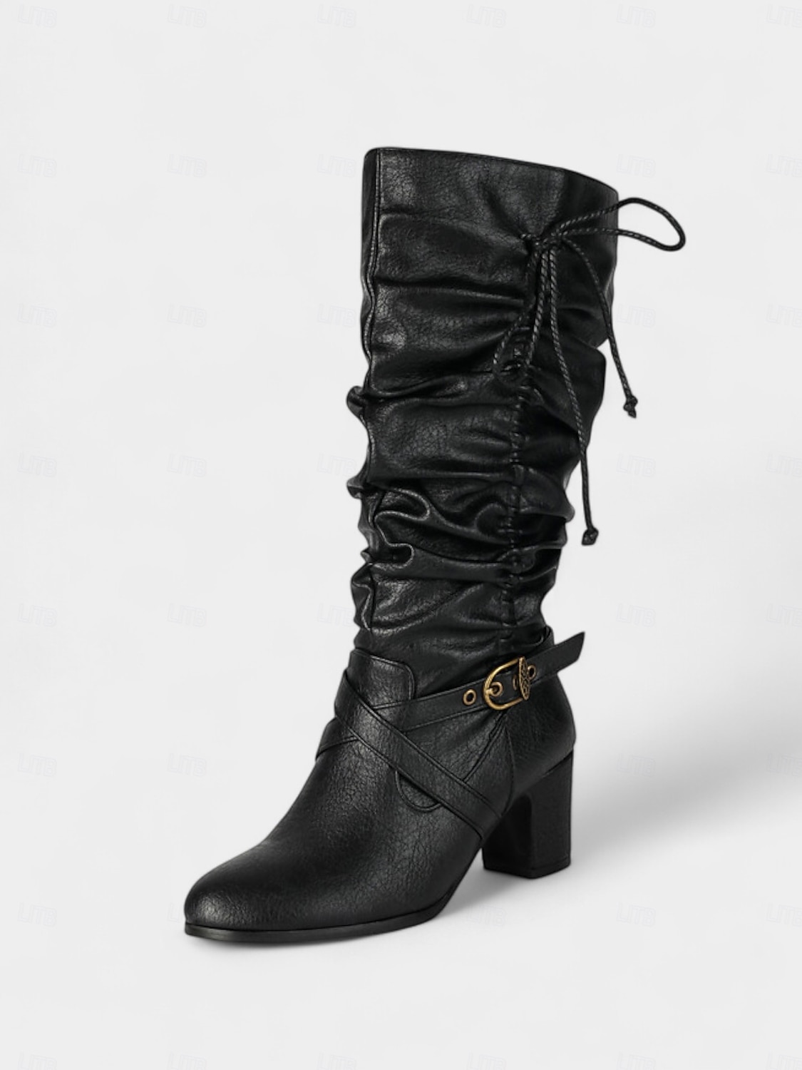 Женские коричневые сапоги из искусственной кожи с застежкой-молнией сбоку и ремешком с пряжкой, винтажные повседневные сапоги на блочном каблуке для осени, зимы, улицы и повседневной носки 2026 - $69.99 –P5