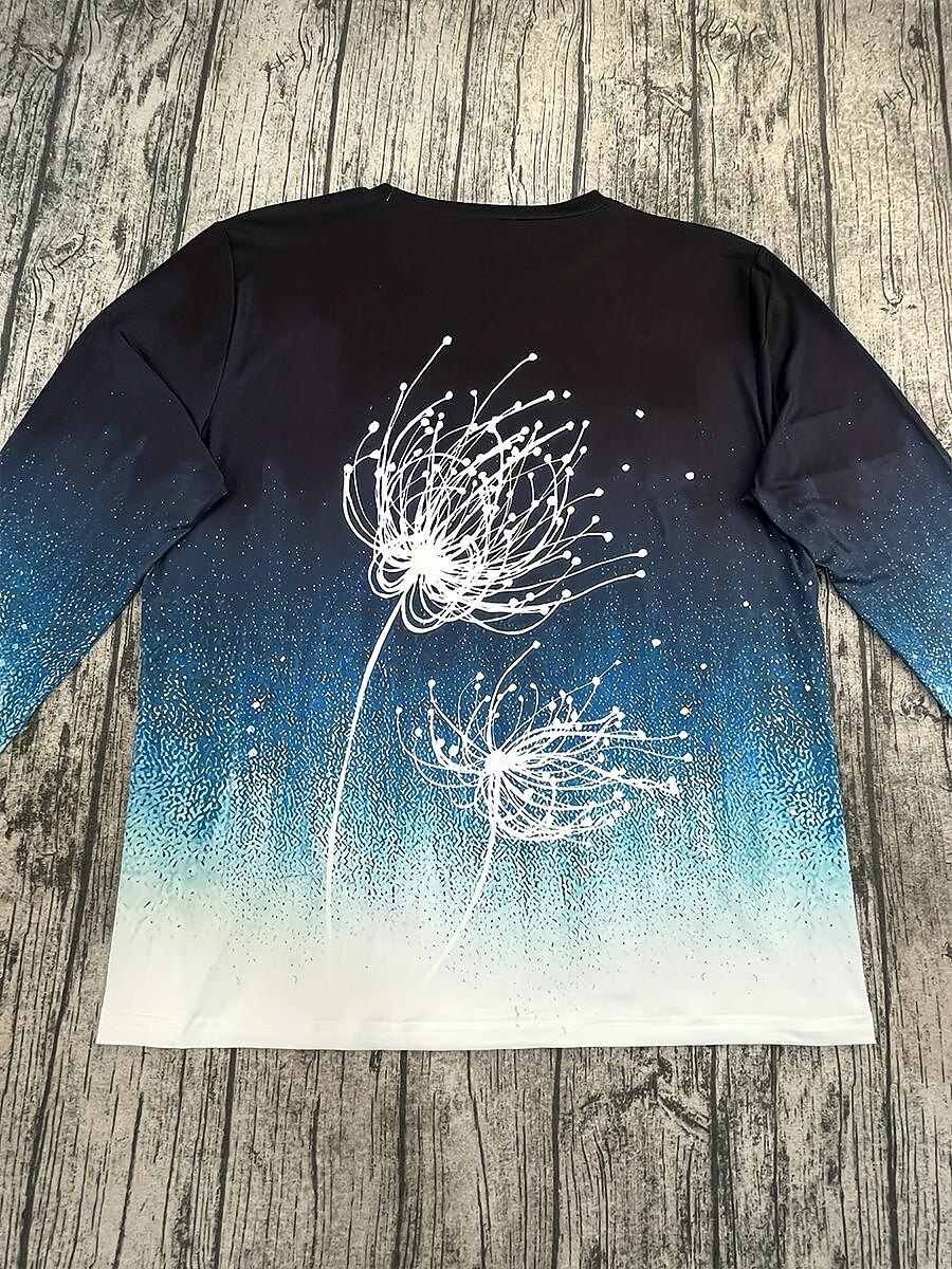 Femmes T-shirt A Ombre Graphique Plantes ancien Élégant Classique manche longue Col ras du cou Col rond Hauts Réguliers Quotidien Imprimé Bleu Printemps Automne Hiver de 2025 ? $22.99 –P2