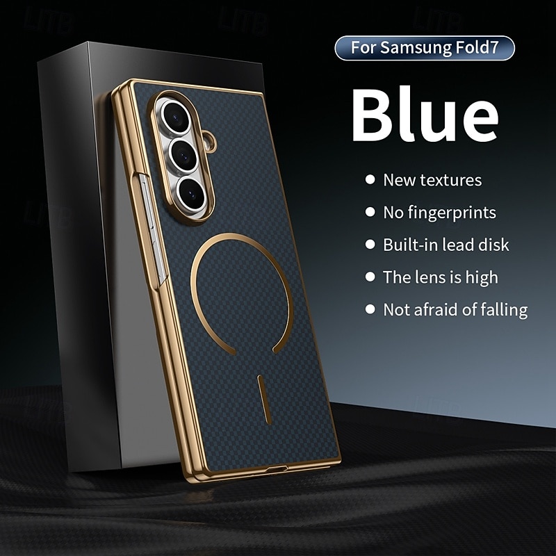 Phone Case For Samsung Galaxy Z Fold 7 Z Fold 6 Z Fold 5 Z Fold 4 Z Fold 3 Back Cover with Screen Protector Magnetic Support Wireless Charging Retro Plating PC PU Leather 2025 - $17.99 –P14