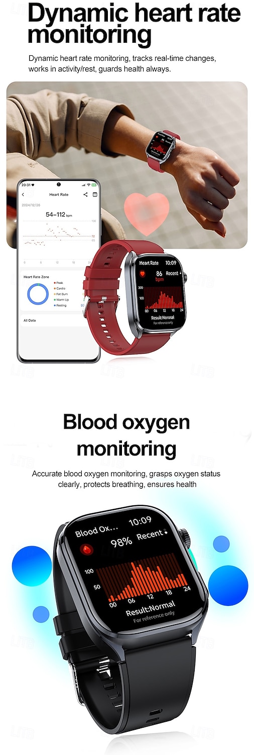 iMosi ET572 Relógio inteligente 2 polegada Relógio inteligente Bluetooth ECG + PPG Monitoramento de temperatura Podômetro Compatível com Android iOS Feminino Masculino Suspensão Longa Chamadas com de 2025 por $51.99 –P8