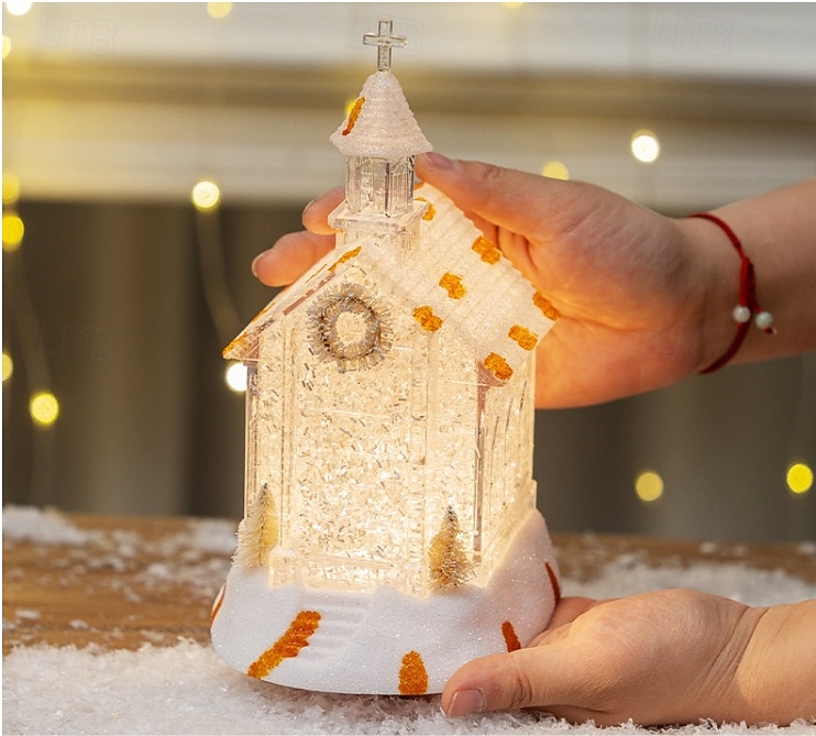 Christmas Transparent House LED Wind Light Indoor Bedroom Living Room Dining Room Study Room Church Desktop Decorative Light Pendant Light AAA Battery Box 21.5CM/8.46Inch 2025 - CAD $16.99 –P6