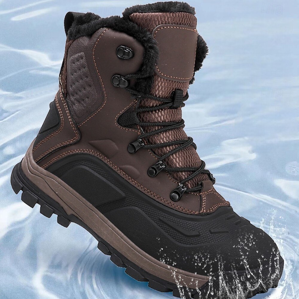 męskie zimowe buty śniegowe z podszewką z futra, wodoodporne, ocieplane, sznurowane, do użytku na zewnątrz, na zimne dni 2025 - $64.99 –P1