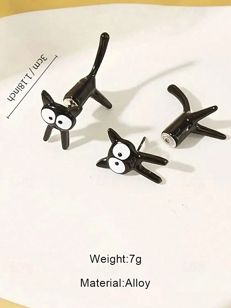 Women's Halloween Black Cat Earrings – Cute Stud and Cartoon Design, Spooky Fun Jewelry for Costume Party & Daily Wear 2026 - $5.99 –P4