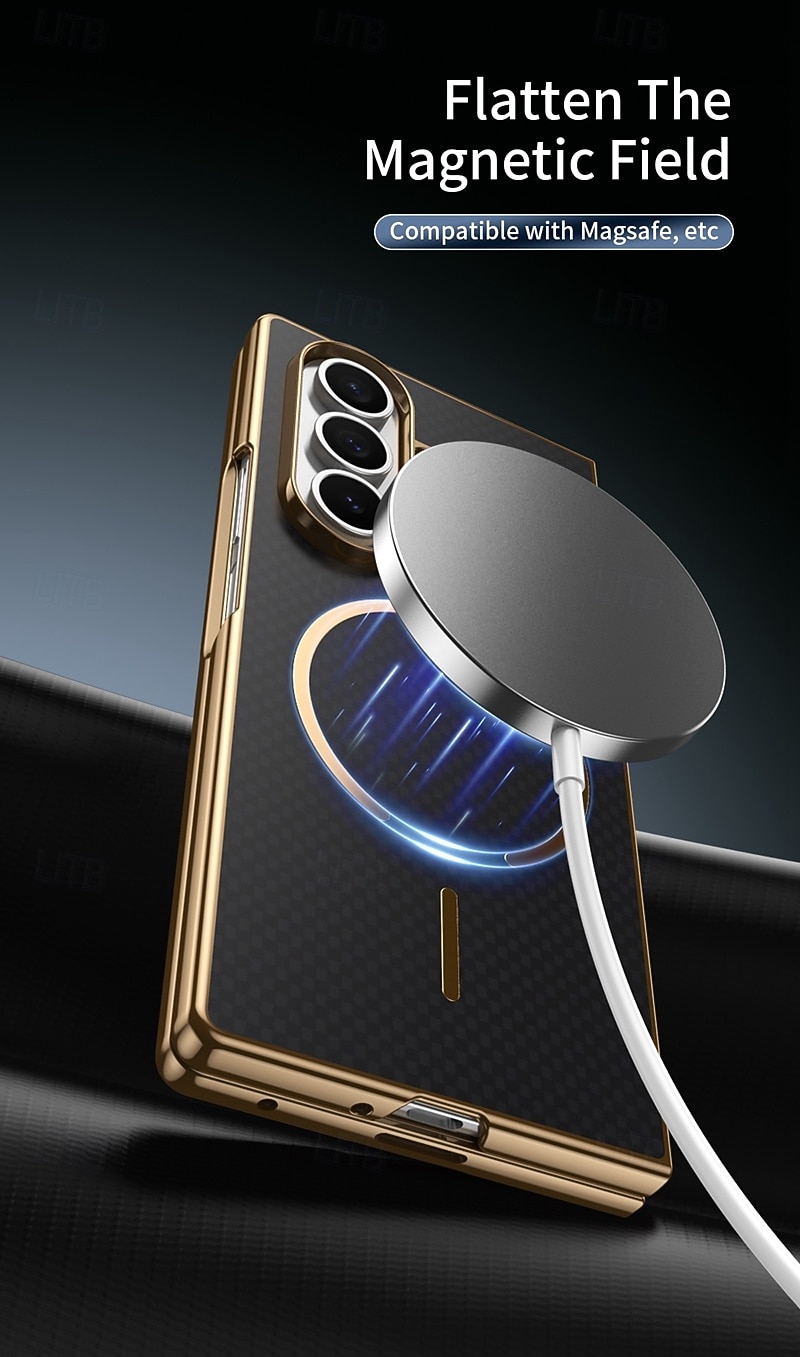 Phone Case For Samsung Galaxy Z Fold 7 Z Fold 6 Z Fold 5 Z Fold 4 Z Fold 3 Back Cover with Screen Protector Magnetic Support Wireless Charging Retro Plating PC PU Leather 2025 - $17.99 –P3