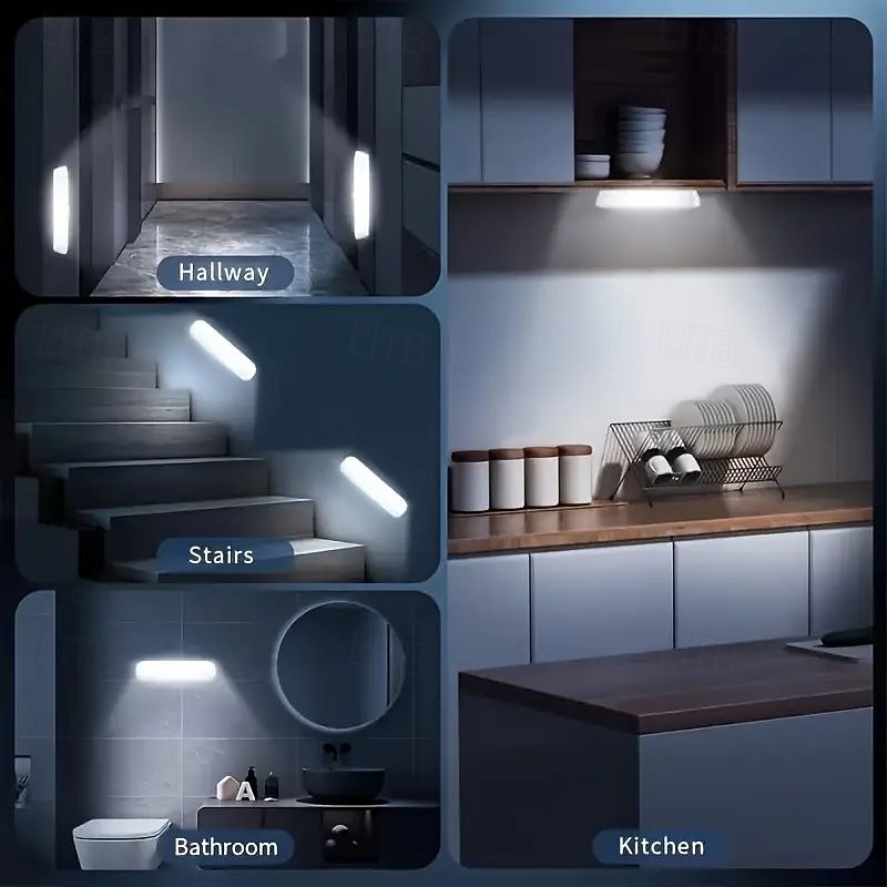 3/6PCS USB Rechargeable Motion Sensor Night Light Wireless Installation Easy to Adjust Brightness for Garage Bedroom Kitchen Attic Stairwell Indoor Lighting 2025 - CAD $14.99 –P10