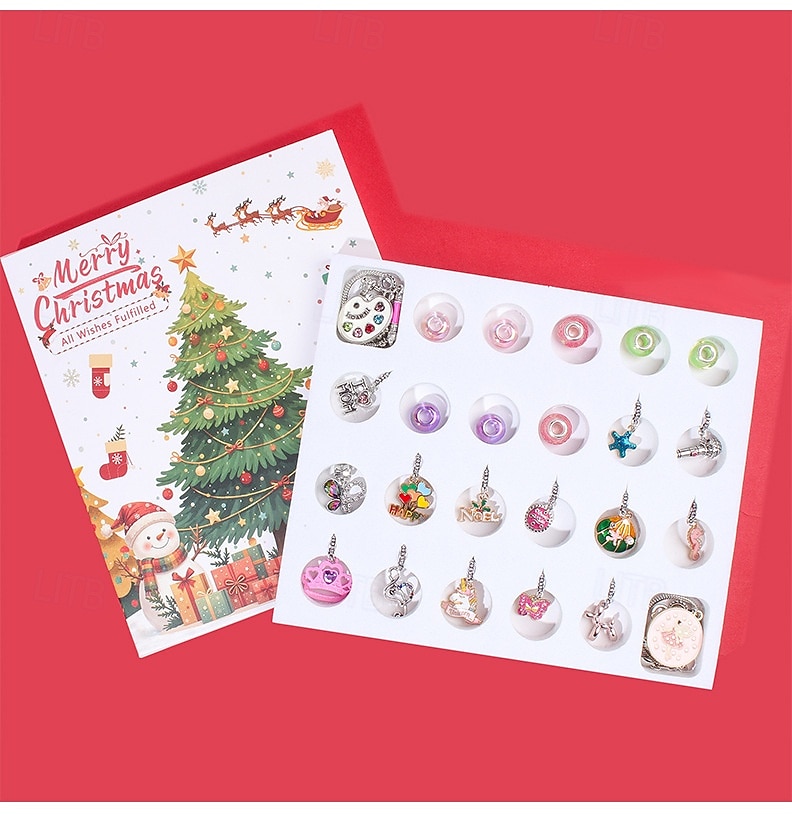 Christmas Advent Calendar Bracelets 2025 for Girls, 24 Days DIY Jewelry Making Kit with 22 Charm Beads and 2 Adjustable Bracelets, Xmas Countdown Gift for Kids Teens Women 2025 - $21.99 –P1