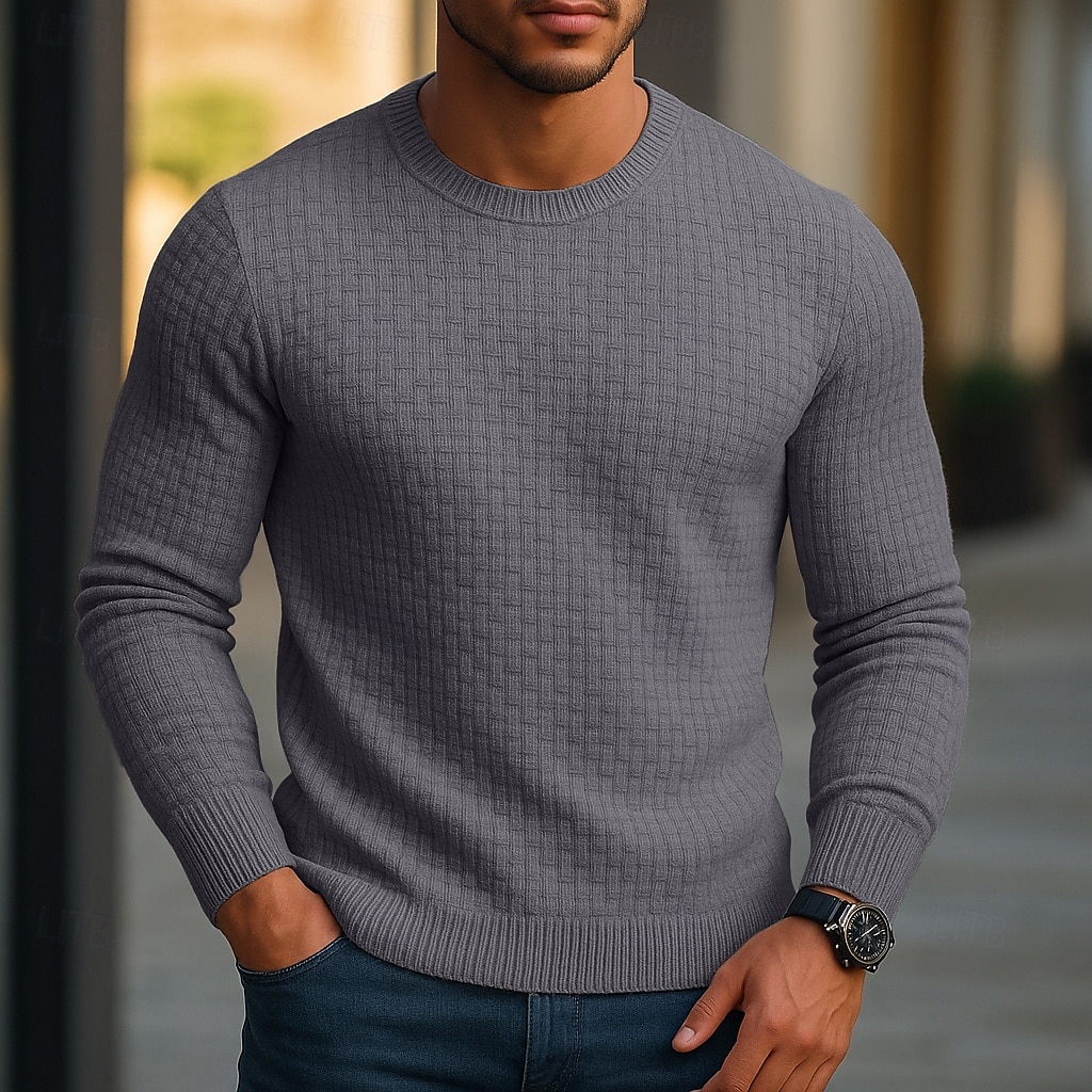 Per uomo Maglione Maglione a maglia A Coste Maglia Top Regolari Jacquard Lavorato a maglia Semplice Girocollo Moda Essenziale Vacanza Casuale Abbigliamento Autunno Autunno & Inverno Bianco Blu marino del 2026 a $34.99 –P1