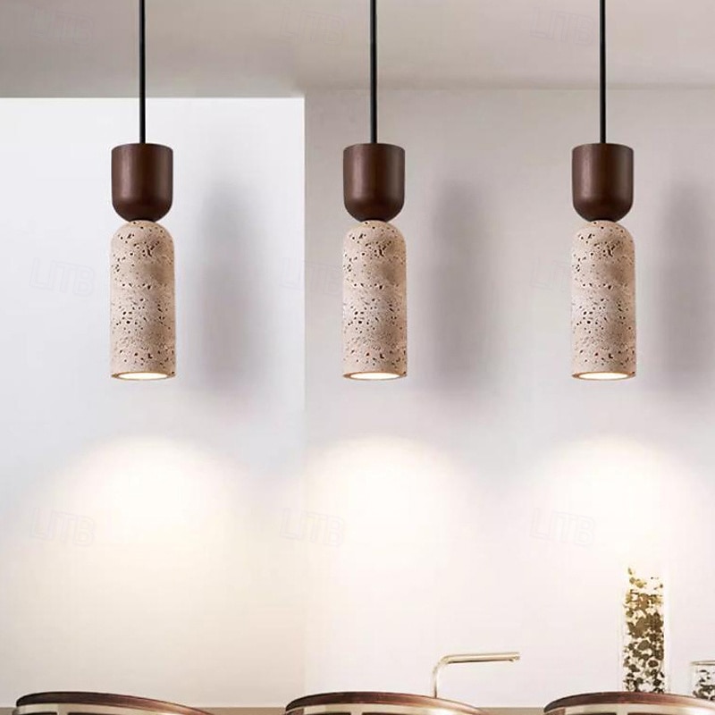 Luminária pendente nórdica de pedra natural, cilindro pequeno, moderna de meados do século, 110-240 V de 2026 por $86.99 –P1