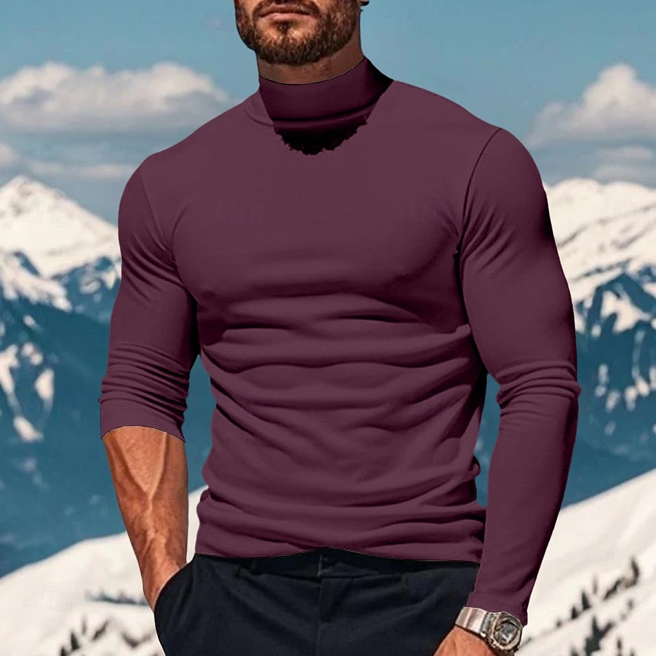 Férfi Pamut póló Tee Top Hosszú ujjú ing Gúnyos garbó Hosszú ujj Körgallér Halom nyak Tél Tavasz & Ősz Tömör szín Napi Alkalmi Utcai stílus Magasnyakú Sima Hétköznapi Napi Szabadtéri Fekete Fehér 2026 - $18.99 –P10