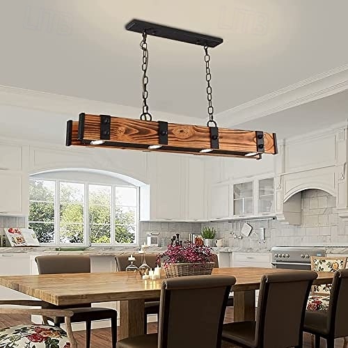 LED Pendant Light 40 Inch Wood Linear Pendant Lights Kitchen Island Long Strip Lighting Fixture Industrial Chandelier Minimalist Beam Led Ceiling Hanging Lamp for Dining Room 2026 - $249.99 –P4