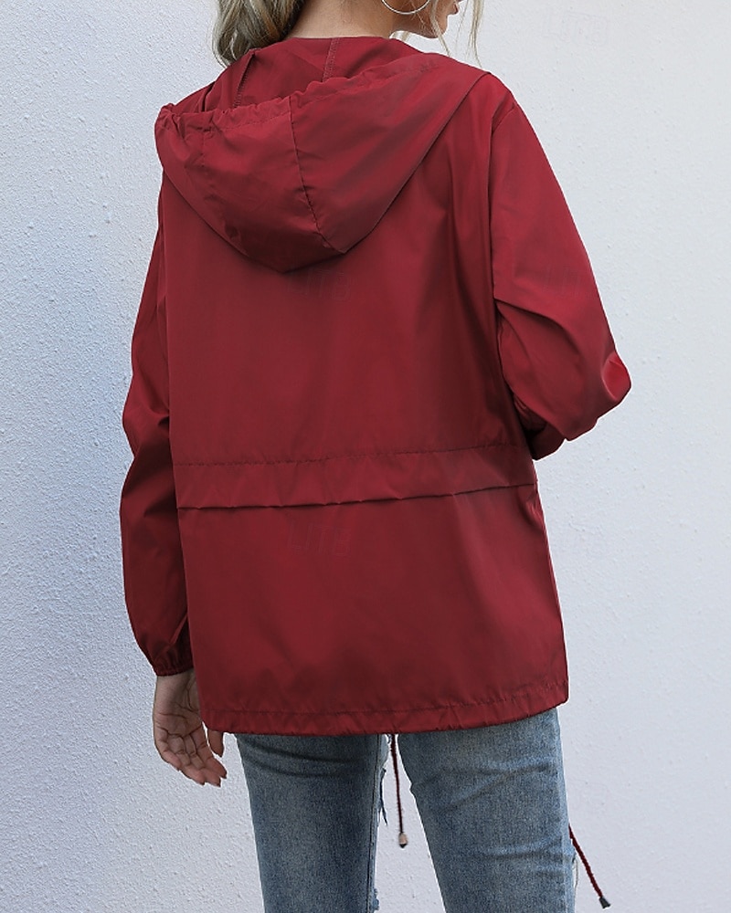 Mulheres Casaco com capuz Confortável Zíper Bolsos Casual Tecido Férias Roupa Diária Para Noite Final de semana Padrão Com Capuz Normal Manga Longa agasalhos Preto Vinho Cinzento Claro Primavera de 2025 por $28.99 –P18