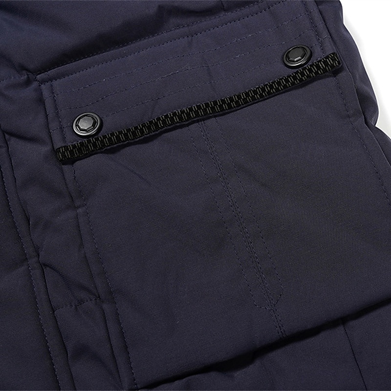 Men's Winter Coat Fleece Jacket Parka Pocket Fleece Polyster Vacation Daily Wear Date Regular Fashion Casual Comfortable Thermal Warm Fall Winter Solid / Plain Color Black Khaki Dark Blue Puffer 2025 - $66.99 –P13