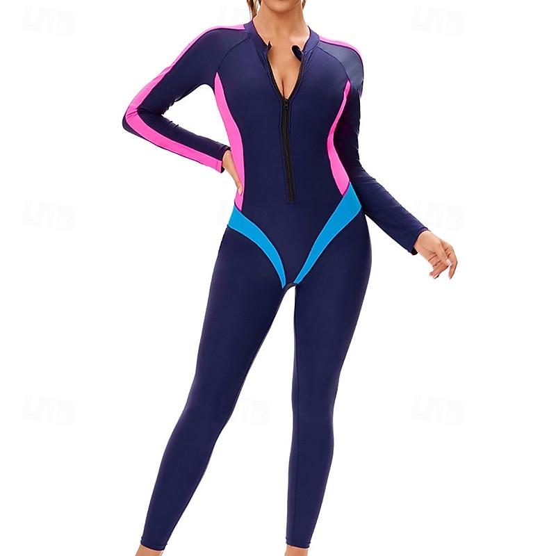2026年 女性用 ラッシュガード 全身水着 ダイブスキンスーツ パッチワーク UPF50+ 速乾性 高弾性 長袖 スイムウェア サーフィン 潜水 シュノーケリング 夏  コレクション – $50.99 –P4