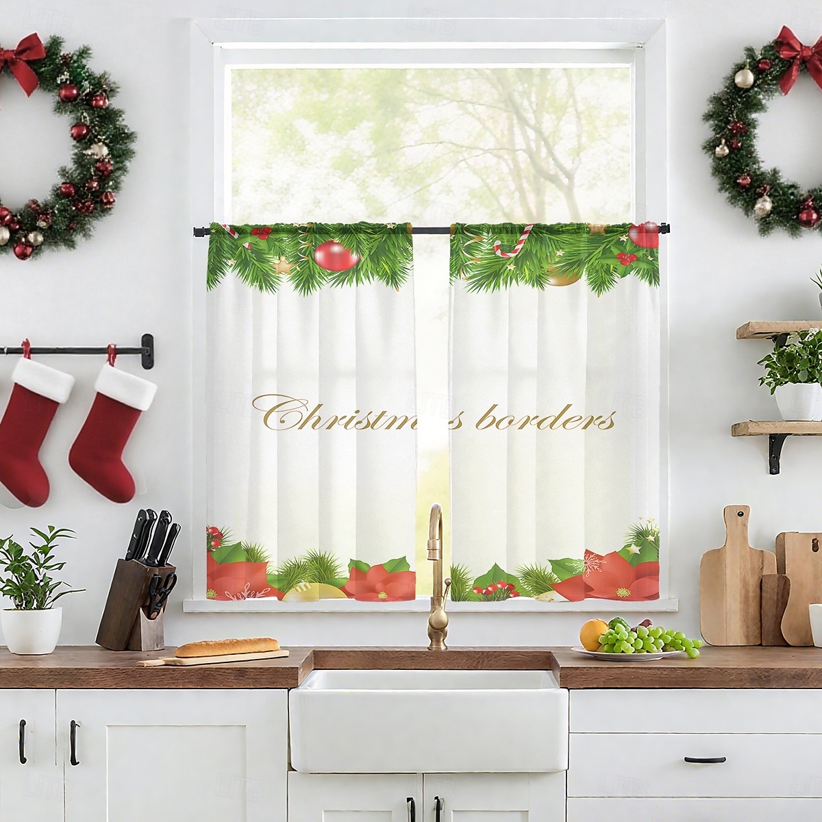 1 st ny julserie transparent gardin, 3D digitaltryckt stångficka fönstervoile, sovrum &vardagsrumsdekoration, direkt från fabriken 2025 - $12.49 –P15