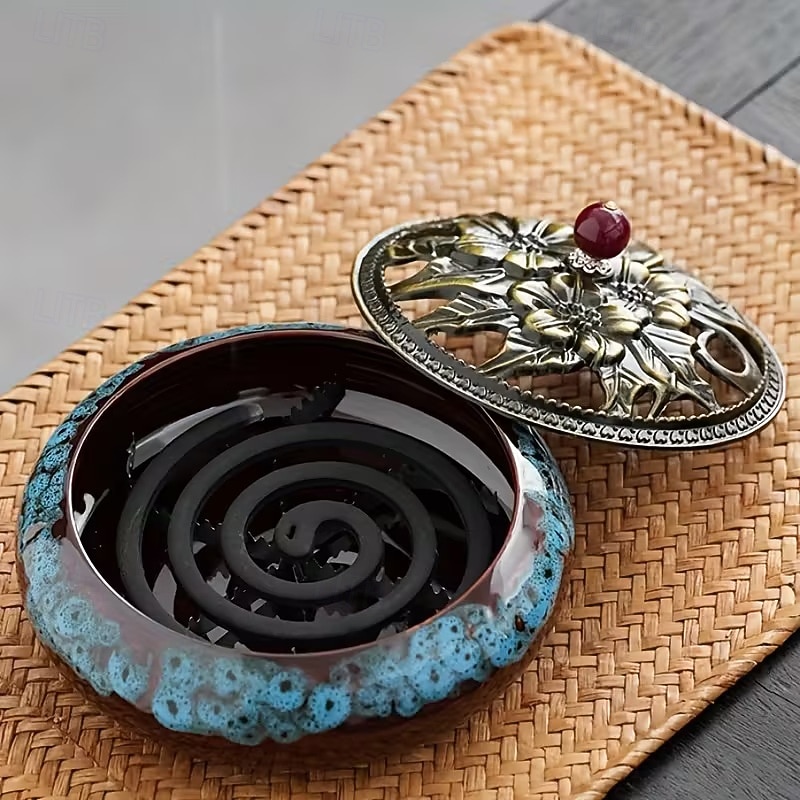 Vintage keramický kadidelnice ideální pro jógovou meditaci a dekoraci místnosti - bez vůně, vhodná pro íd al-fitr (ramadán) 2026 - $21.99 –P6