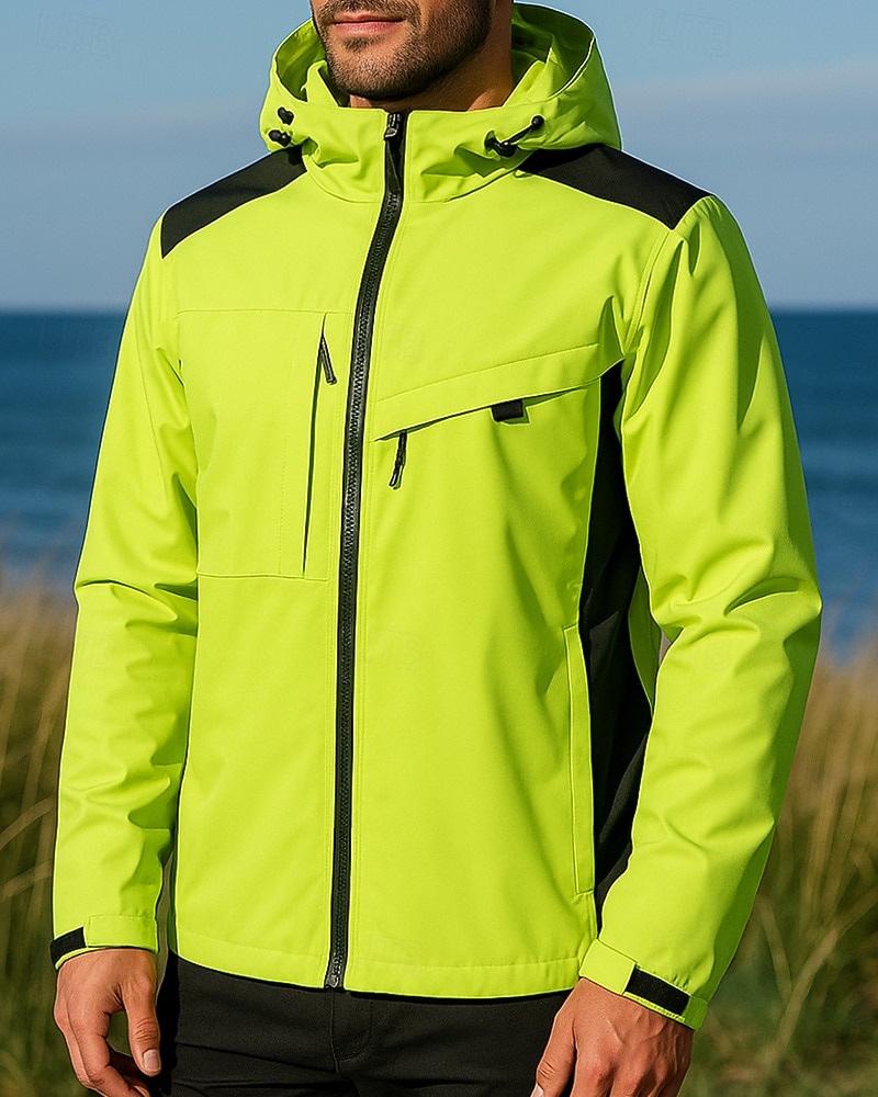 Men's Windbreaker Softshell Jacket Hiking Jacket Outdoor Waterproof Windproof Hiking Outfits Hiking Clothes Spring Autumn / Fall Top Fishing Camping / Hiking / Caving Running Solid Color Black Army 2026 - $53.99 –P1
