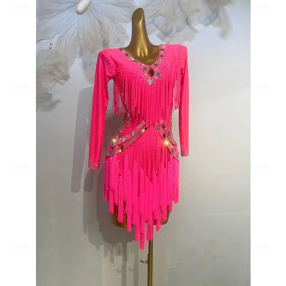 Danse Latine Robe Gland Épissage Femmes Performance Entraînement manche longue Haut Spandex de 2026 ? $412.69 –P5