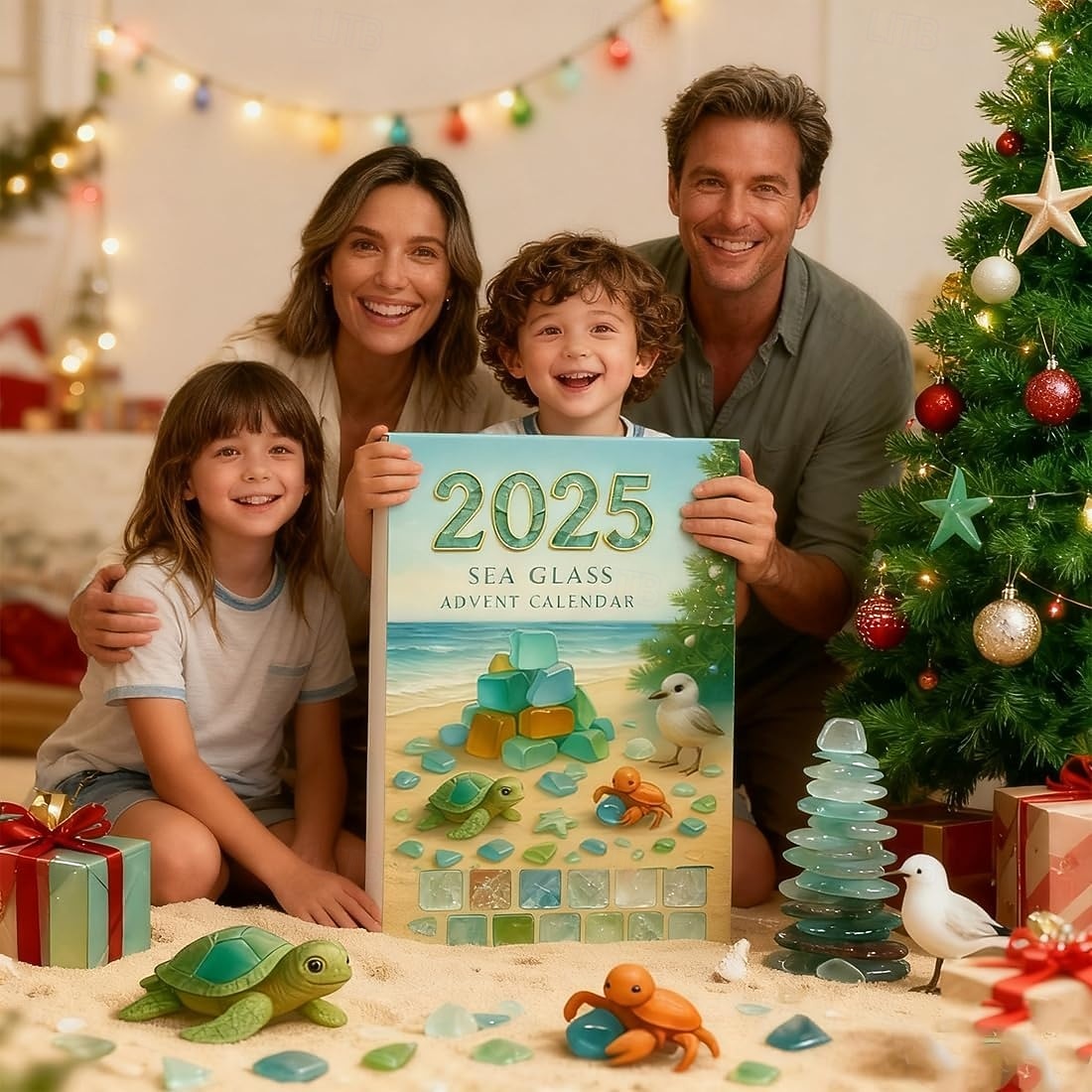2025年 シーグラスのクリスマスツリーアドベントカレンダー、2Dアクリルシーグラスツリー、24日間のクリスマスカウントダウンカレンダー、24個のミニチュアクリスマスツリーオーナメント、海をテーマにしたホリデーサプライズ  コレクション – $19.99 –P6
