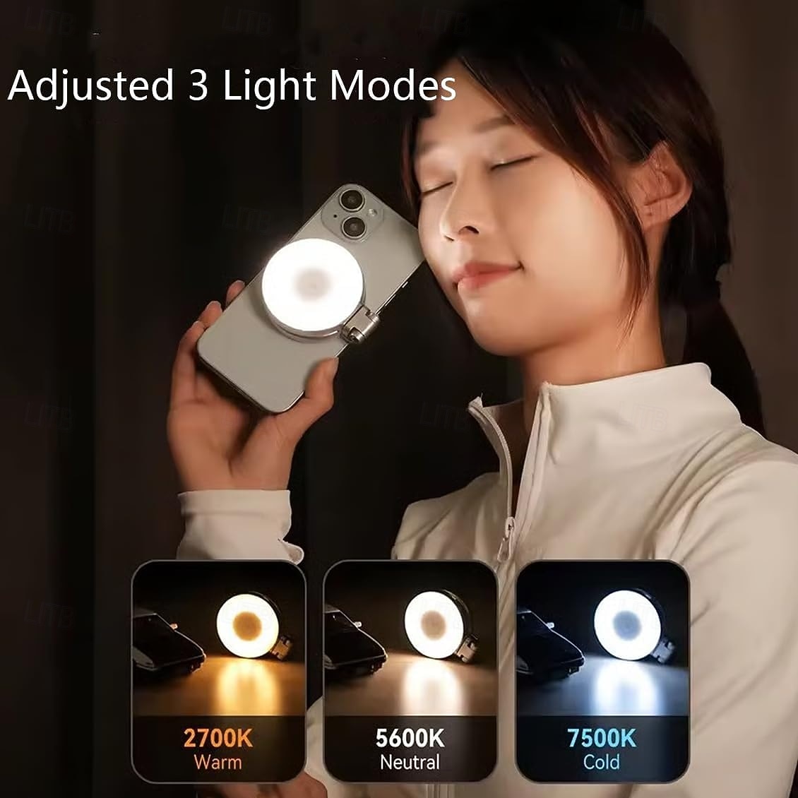 Магнитная бьюти-лампа для селфи 3-в-1 для телефонов. 360-градусная светодиодная кольцевая лампа с магнитом, зеркалом и подставкой для телефона. Портативная перезаряжаемая подсветка с 3 режимами 2025 - $31.99 –P7