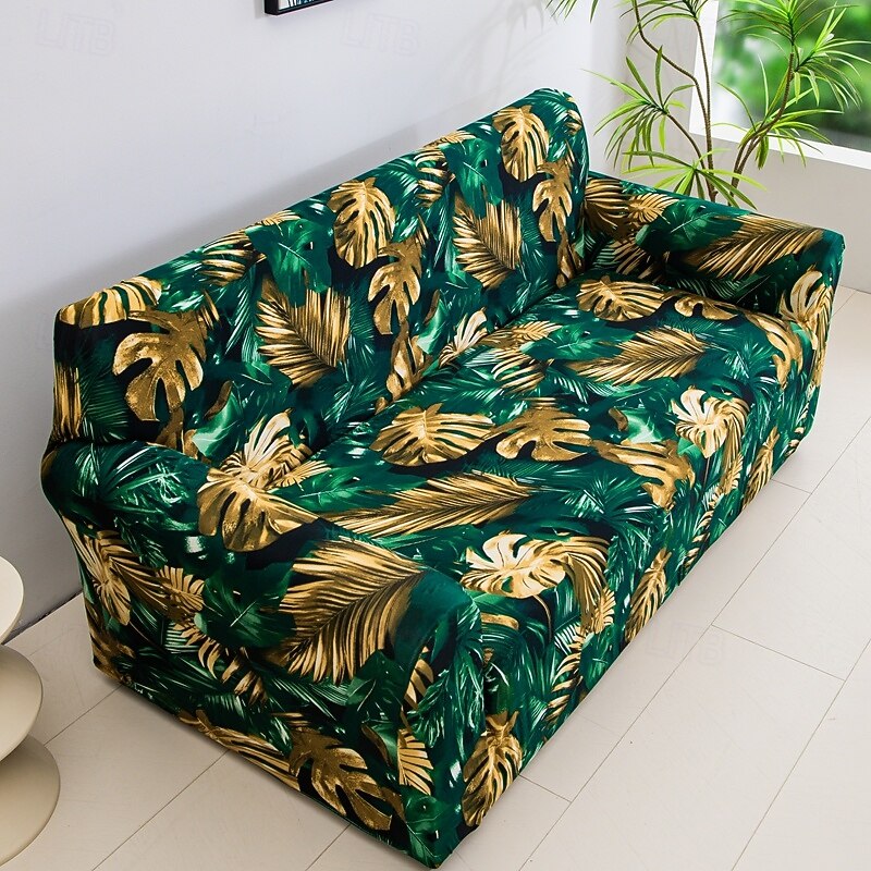 Capa elástica para sofá de 1 peça com estampa de plantas, capa horizontal para todas as estações para sofá de sala de estar de 1/2/3/4 lugares, capa protetora macia para sofá de 2026 por $32.99 –P8