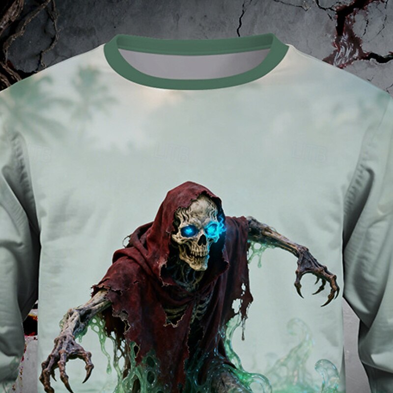 Víspera de Todos los Santos Chico 3D Cráneos Sudadera Manga Larga Primavera Otoño Moda Básico Niños 4-12 años Cuello Barco Exterior Casual Diario Ajuste regular 2025 - $17.49 –P2