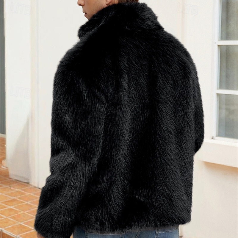 Pánské Neformální bunda Kabát z umělé kožešiny Dovolená Denní Zahřívací Plyš Podzim Zima Bez vzoru Módní Šik ven Stojáček Standardní Černá Bílá Žlutá Královská modř Velbloudí Saka 2026 - $51.99 –P6