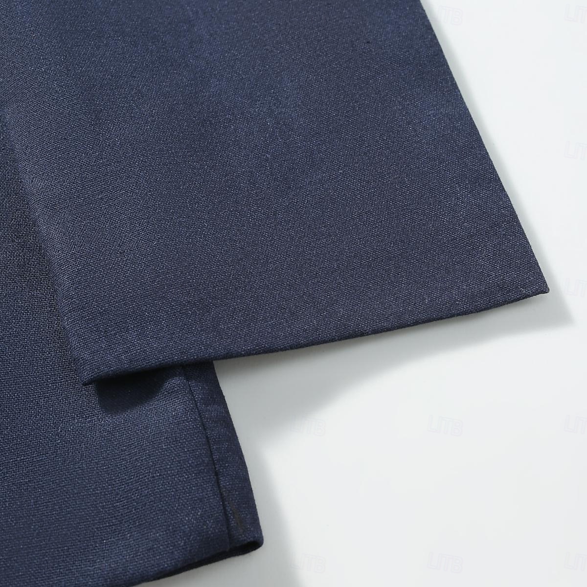 Per uomo Giacca di lino Formale Casa Bottoni Minimalista Primavera & Autunno Autunno Tutte le stagioni Tinta unica Attivo Vintage Colletto a Camicia Regolare Blu marino Verde Cachi Azzurro Giacca del 2026 a $91.99 –P13