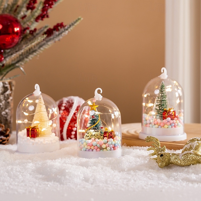 1 pieza 11 * 7,2 cm árbol de Navidad brillante flor plateada regalo luz de noche escritorio árbol de Navidad escena de nieve adorno luz ag10 * 3 baterías 2025 - GBP £3 –P8