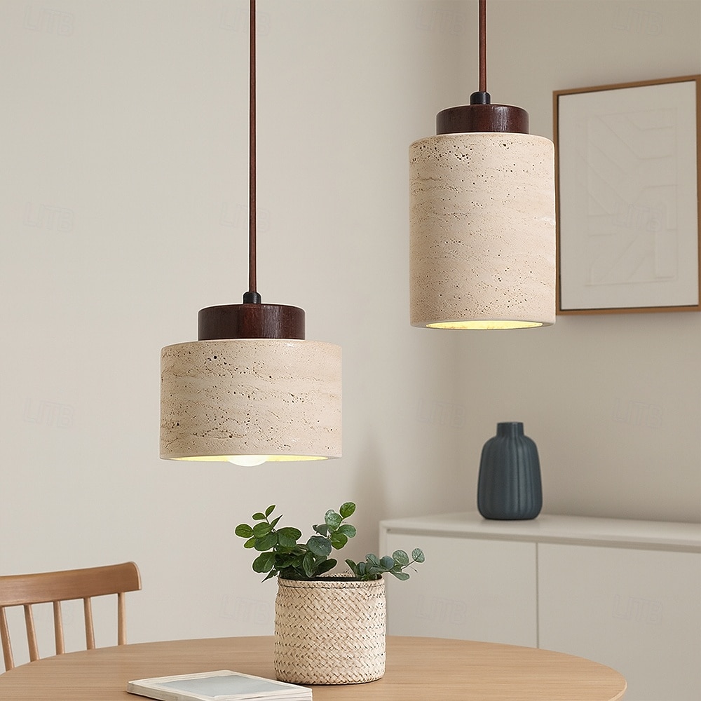 lampada a sospensione in pietra naturale nordica cilindro piccolo metà secolo moderno appeso 85-265v del 2025 a $67.99 –P20