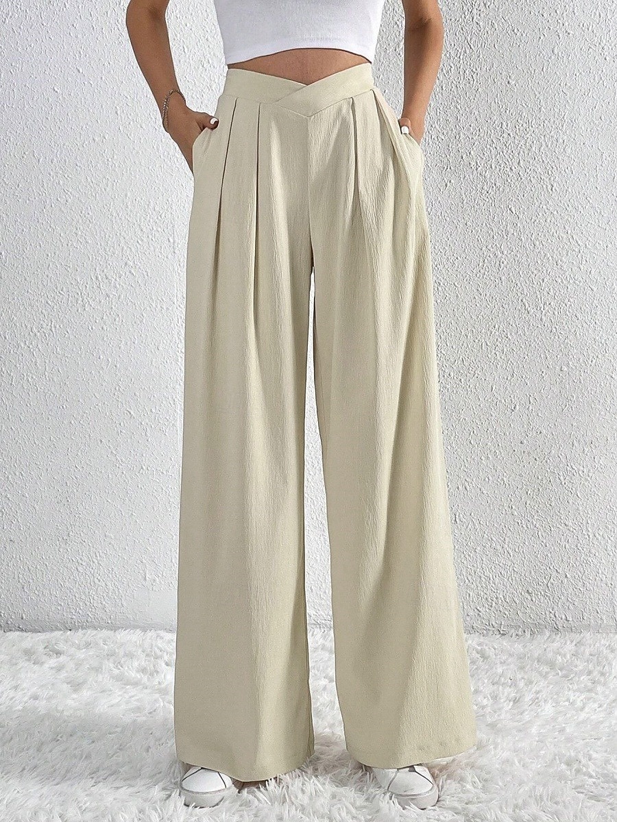 Per donna Gamba larga Pantaloni Streetwear Casual Lungo Vita Alta Semplice Traspirabilità Morbido Micro-elastico Vacanza Streetwear Abbigliamento quotidiano Nero Rosa Blu chiaro Albicocca Autunno del 2025 a $26.99 –P1