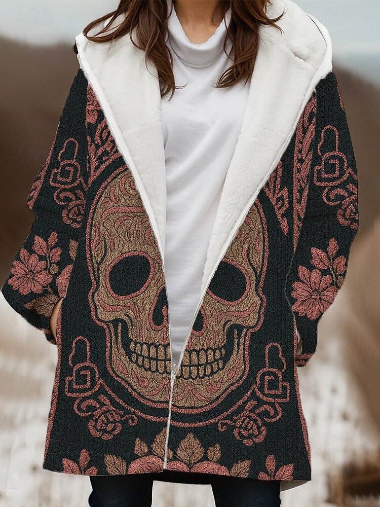 Mulheres Casaco de inverno Jaqueta de Inverno A Prova de Vento Manter Quente Zíper Bolsos Forrada com Fleece Abertura Frontal Casual Caveiras Ao ar livre Férias Casa Casual Longo Com Capuz Normal de 2025 por $52.99 –P5