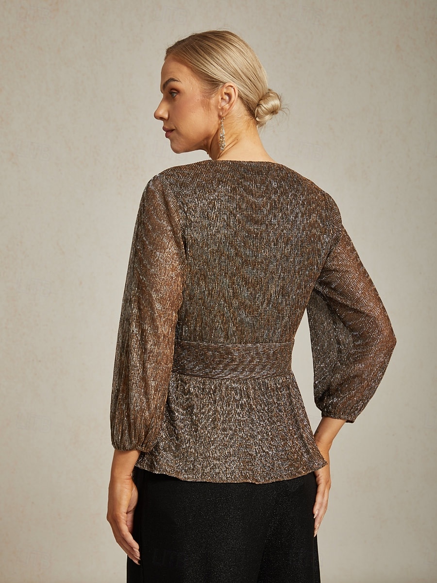 Per donna Top avvolgenti Camicetta trasparente Top Eleganti Elegante Festa Manica Lunga Manica a Lanterna Scollo a V Top Regolari Ospite di nozze Abbigliamento da sera Semi-Formale Pieghettato del 2025 a $81.99 –P2