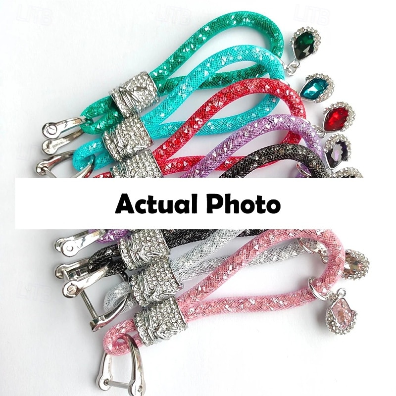 1 stuk luxe auto sleutelhanger met strass steentjes, anti-verlies, zilveren gesp, auto sleutelhanger, kettinghouder, telefoon sleutelhanger, bling accessoires 2026 - $11.99 –P5