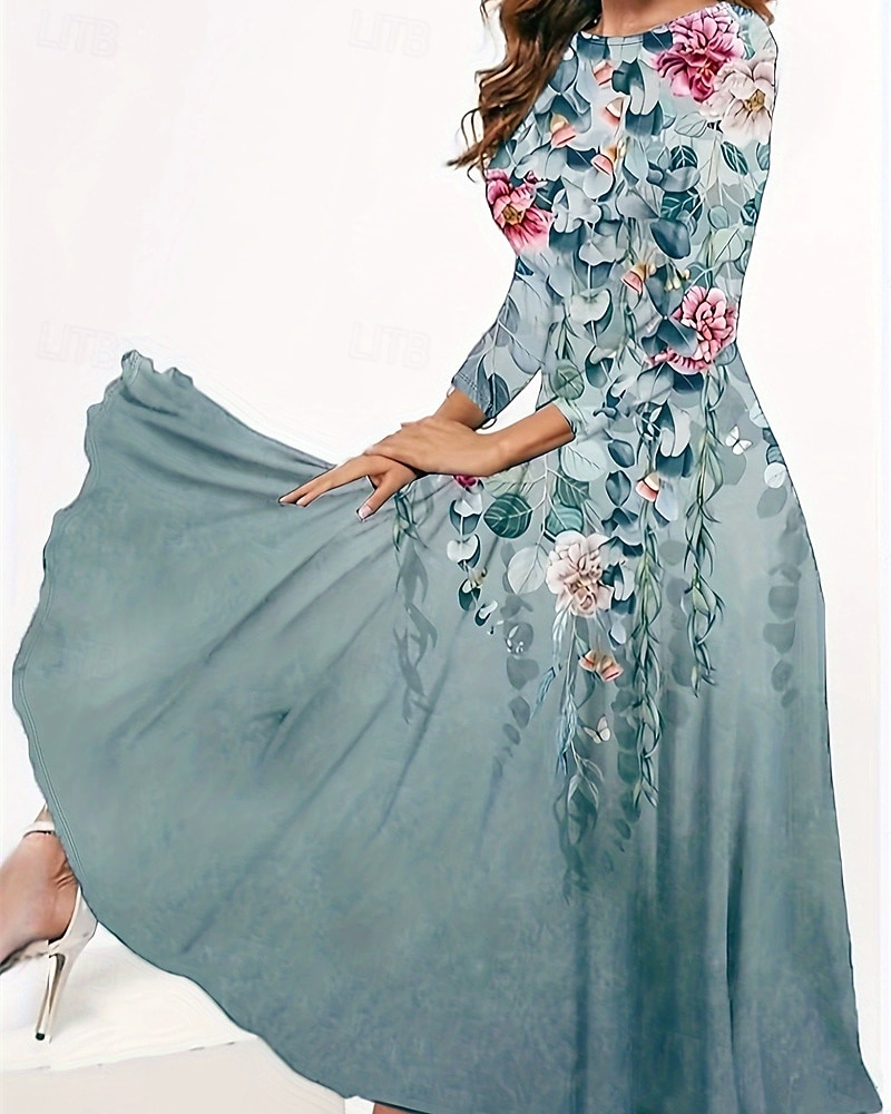 Femmes Robe Longue Maxi Robe Robe bohème Élégant ancien Mode Extérieur Soirée Quotidien Coupe régulière Graphique Papillon manche longue Col ras du cou Aqua bleu Jaune Rose Claire Bleu Printemps de 2025 ? $10.99 –P4