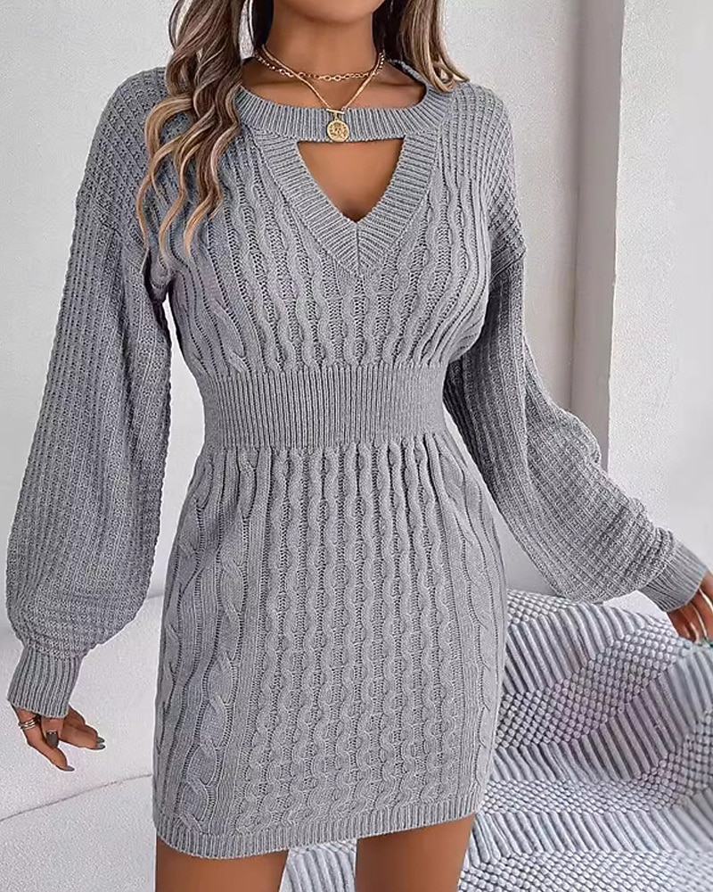 Dam Mini klänning Tröjklänning Vardagsklänning Elegant Mode Modern Utomhus Dagligen Utekväll Normal Slät Långärmad Rund hals Gul Rubinrött Grå Vår Höst 2025 - $33.99 –P1