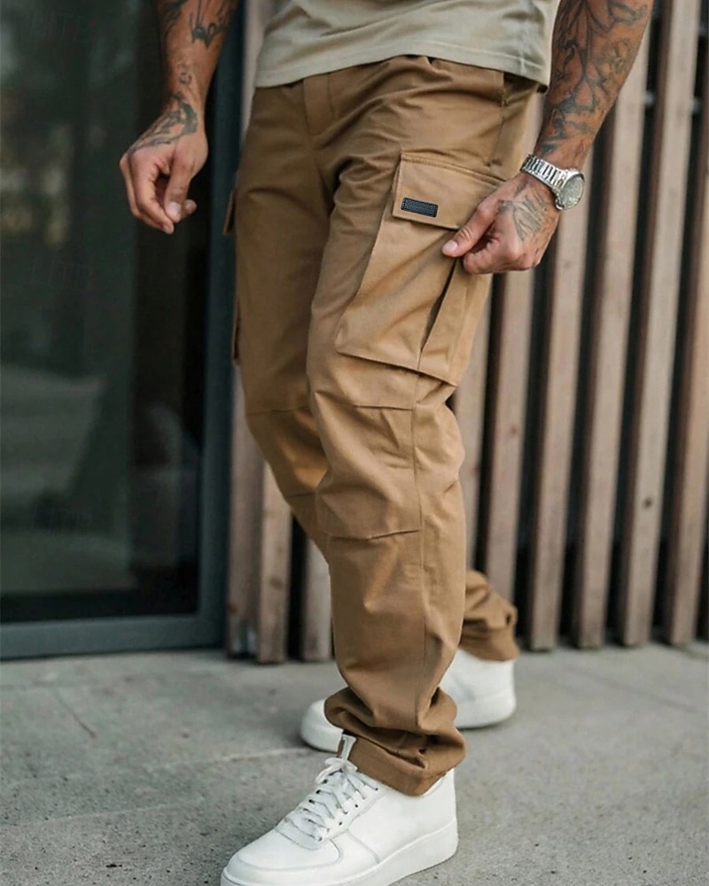 Per uomo Pantaloni Cargo Pantaloni Multi-tasche Tasca con Patta Semplice Indossabile All'aperto Quotidiano Campeggio & Escursionismo Moda Classico Nero Verde militare del 2025 a $22.99 –P1