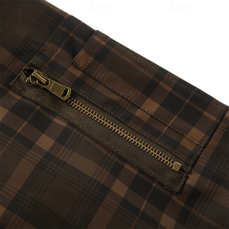 Per uomo Giubbotto bomber Giacca Casual Vacanza Quotidiano Caldo Tasca Autunno Inverno Plaid Moda Classico Collo alla coreana Regolare Verde scuro Verde militare Giacca del 2026 a $48.99 –P8