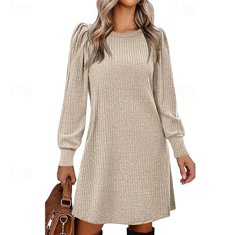 Women's Mini Dress Casual Dress Elegant Fashion Modern Outdoor Daily Going out Regular Fit Plain Long Sleeve Crew Neck Black Pink Red Blue Spring Autumn 2025 - $31.99 –P5