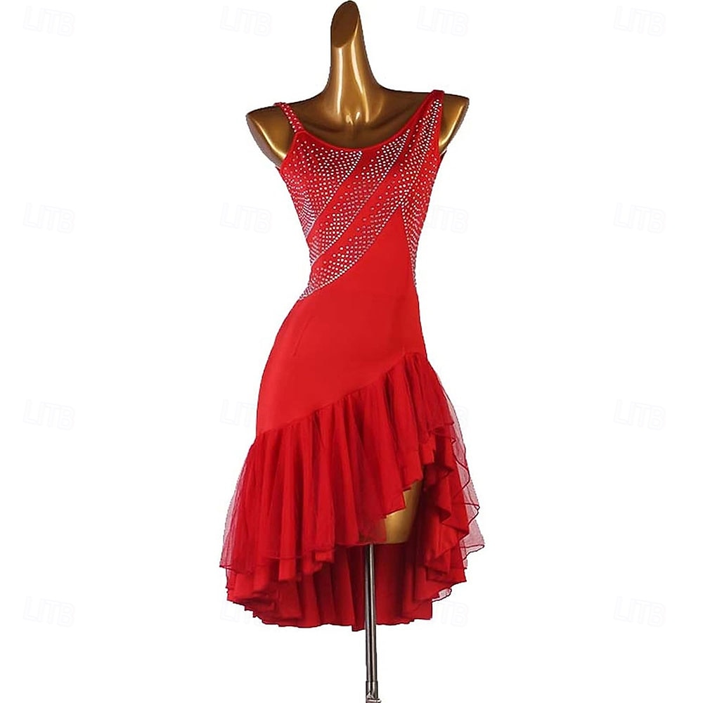 Damen Latein Rhythmus Salsa Gesellschaftstanz Kleid Wettkampfkostüm Wettbewerb Modern Walzer Cha Cha Kleid 2025 - $136.99 –P3