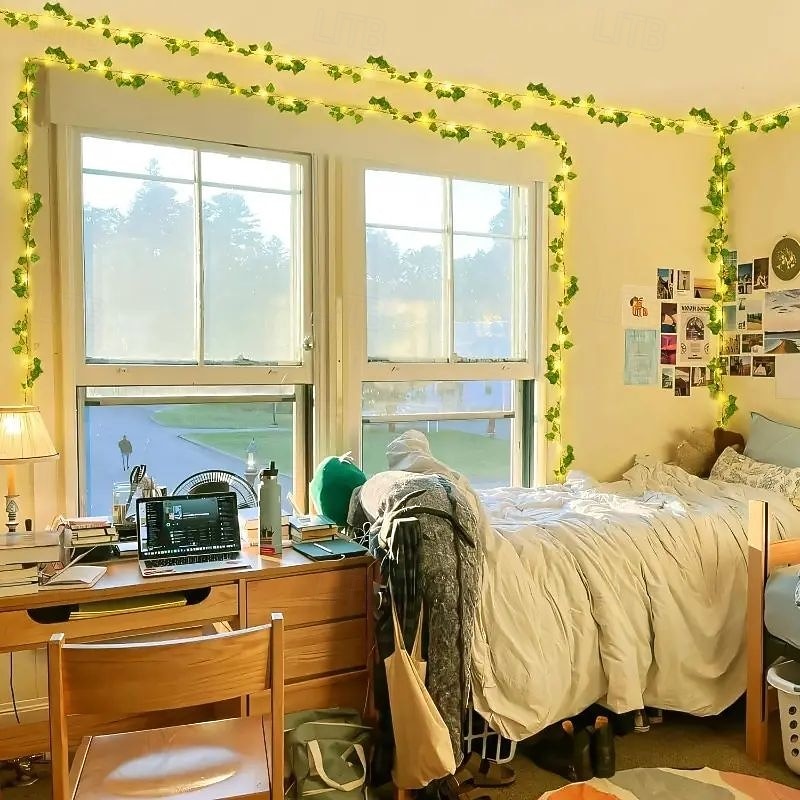 Luci a stringa di edera a LED solari da 5 m, 50 LED, impermeabili, per esterni, 8 modalità, luci artificiali a ghirlanda, luci fatate a forma di foglia verde, per casa, ufficio, camera da letto, del 2025 a $13.49 –P11