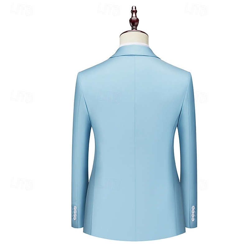 Homme Blazer Affaires Cocktail Fête de mariage Mode Occasionnel Printemps Automne Polyester Uni Avec Poches Boutons Confortable Double Boutonnage veste Noir Blanche Jaune Rose Claire de 2025 ? $71.99 –P14