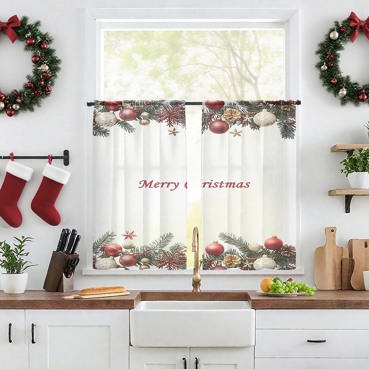 1 st ny julserie transparent gardin, 3D digitaltryckt stångficka fönstervoile, sovrum &vardagsrumsdekoration, direkt från fabriken 2025 - $12.49 –P3