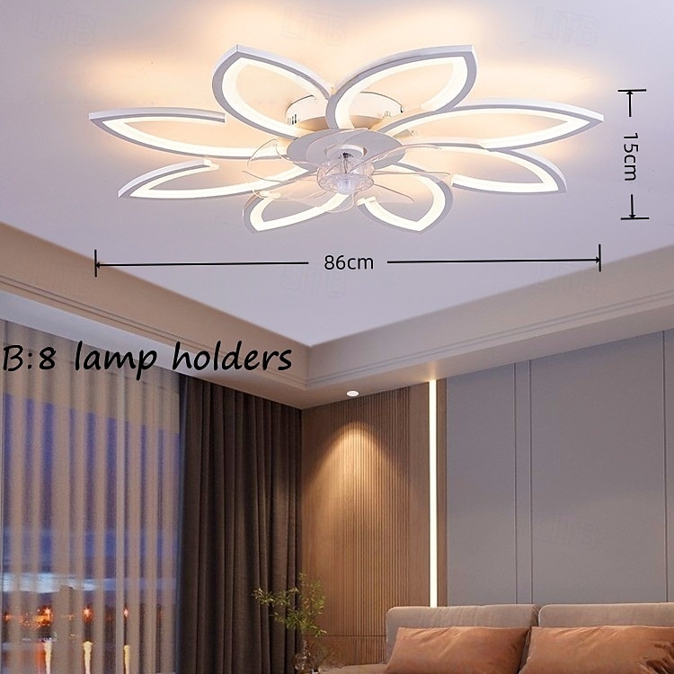 takfläkt med fjärrkontroll för belysning, svart modern blommig takfläkt med belysning, lågprofils infälld takfläkt för kök sovrum vardagsrum 2026 - $272.99 –P6