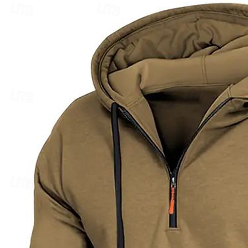 Pánské Kapuce Mikina se zipem na čtvrtletí Fleecová mikina Taktická mikina s kapucí Černá Námořnická modř Khaki Světle šedá Tmavě šedá Kapuce Bez vzoru Zip Sporty a outdoor Ležérní Denní Šik ven 2025 - $23.99 –P7
