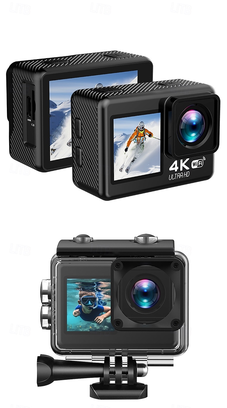 Cameră sport impermeabilă de înaltă definiție 4k cu ecran dublu pentru ciclism, scufundări și fotografie aeriană, aparat de înregistrare foto și video integrat cu conectivitate mobilă wifi și 2026 - $76.99 –P14