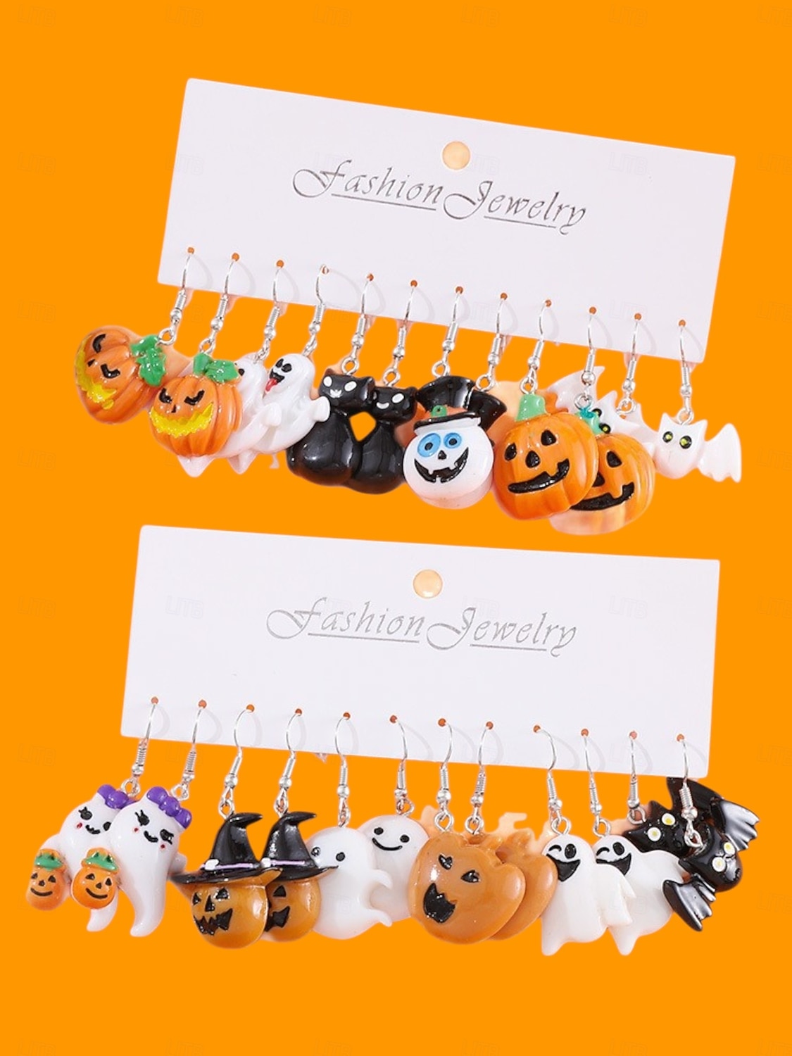 أقراط نسائية على شكل قرع وشبح الهالوين - أقراط متدلية لطيفة من الأكريليك لحفلات الهالوين 2025 - $11.99 –P2